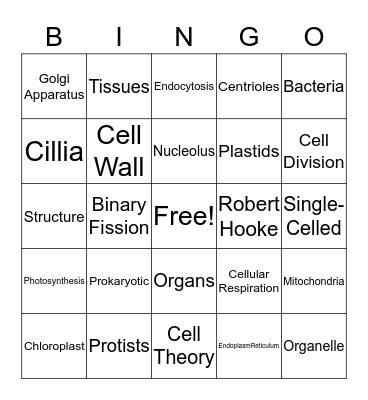 Cell Review Bingo Card