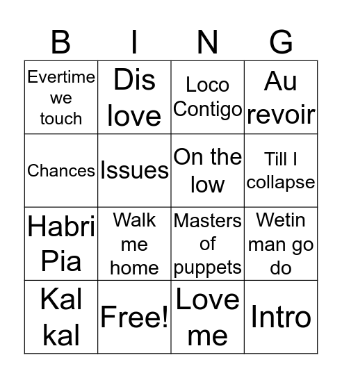 Muziek BINGO Card