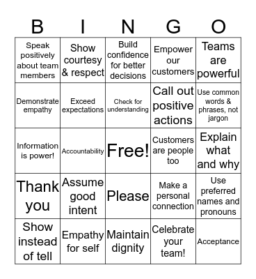 Experience Drivers Bingo Card