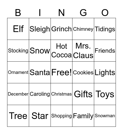Christmas Bingo Card
