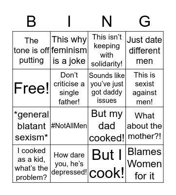 Why It’s Oppression to Men to Ask them to do Housework  Bingo Card