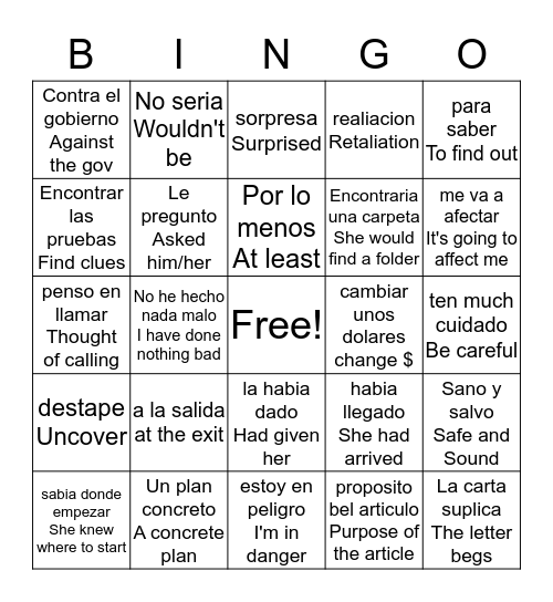 Cap. 4 Guerra Sucia  Bingo Card