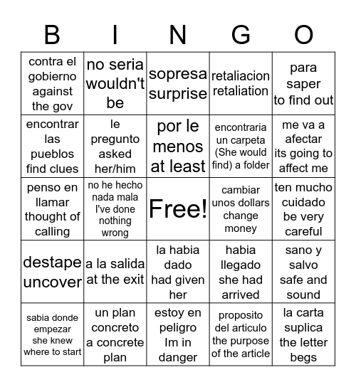 Cap. 4 Guerra Sucia  Bingo Card