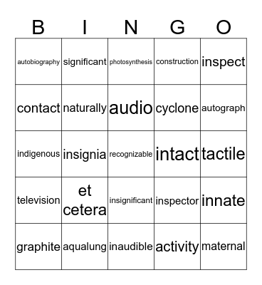 7/8th grade midterm vocab review Bingo Card