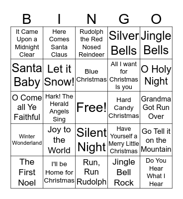 Christmas Music Bingo Card