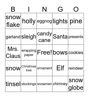 Christmas Bingo Card