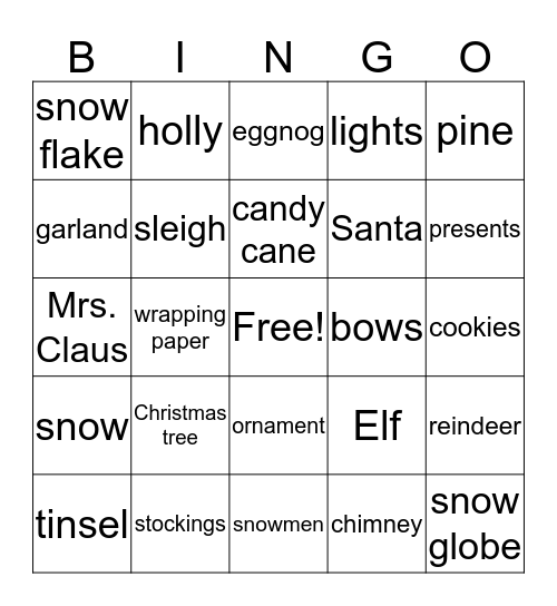 Christmas Bingo Card