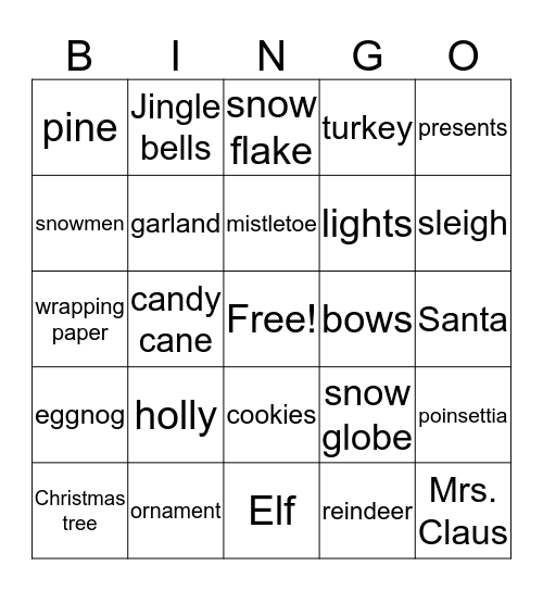 Christmas Bingo Card