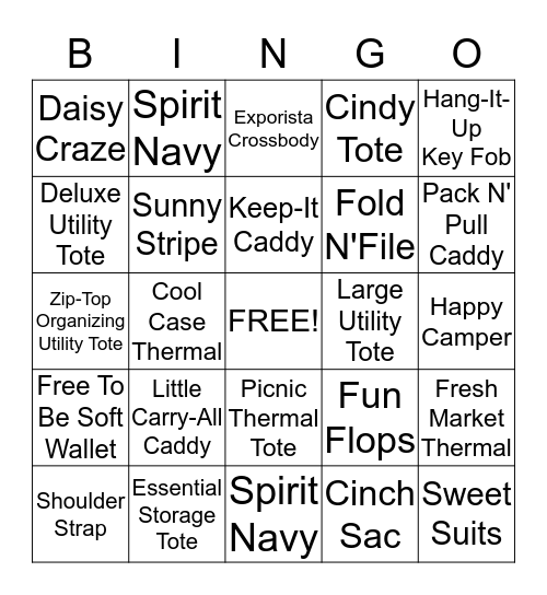 Thirty-One Gifts Bingo Card