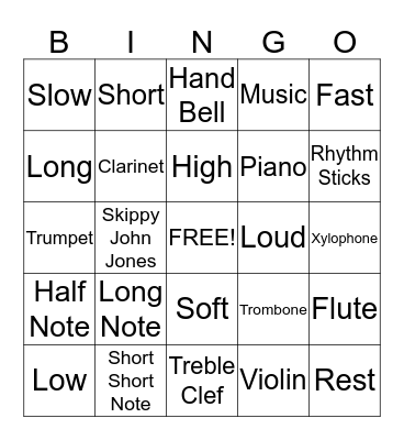Music Bingo Card