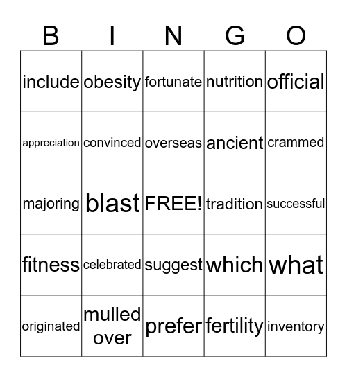 Mother's Day Bingo Card