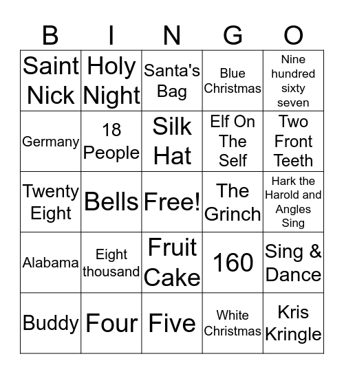 christmas Bingo Card