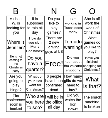 12/10/19 Bingo Card