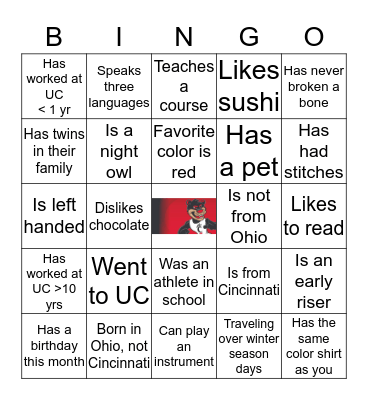 Bearcat Bingo! Bingo Card