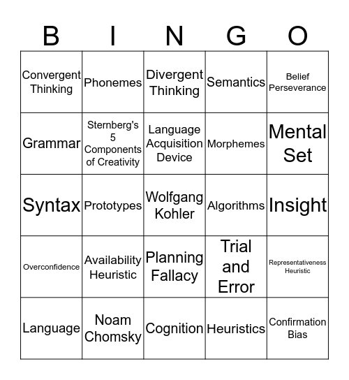 Unit 7 70-100 Bingo Card