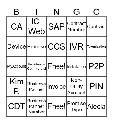 Spire Key Term Bingo Card