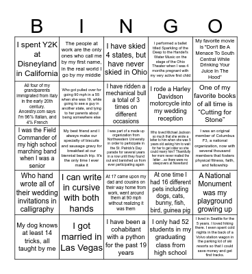 Little Known Facts 2019 Bingo Card