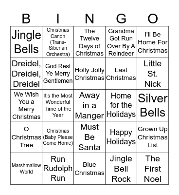 Holiday Round 1 Bingo Card