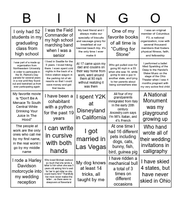 Little Known Facts 2019 Bingo Card