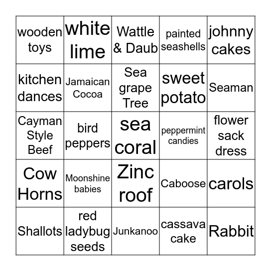 Cayman Christmas  Bingo Card