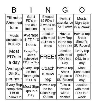 SALES BINGO Card