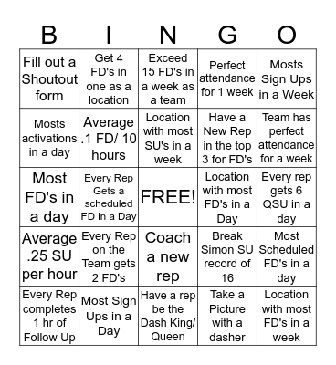 SALES BINGO Card