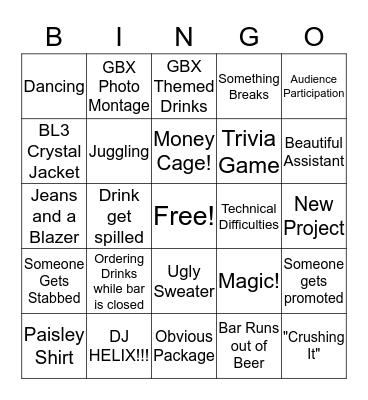 Holiday Party Bingo Card