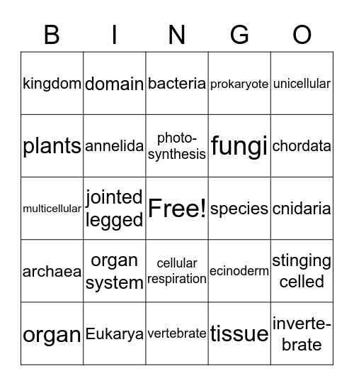 Life Science Midterm Exam Review Bingo Card