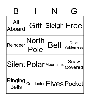 The Polar Express Bingo Card
