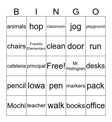Plural, Singular, Proper, Common Nouns, and Verbs Bingo Card