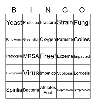 Health Bingo Card