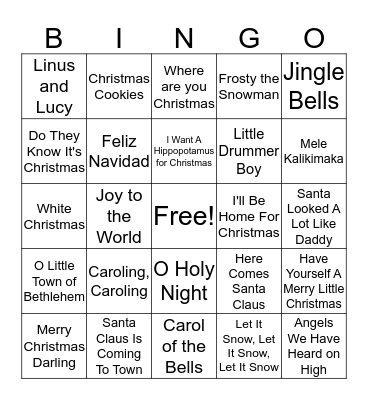 Holiday Round 2 Bingo Card