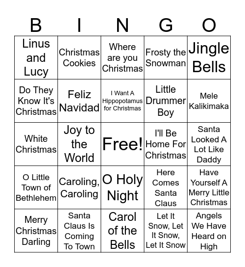 Holiday Round 2 Bingo Card