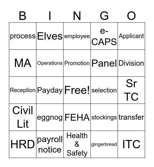 HR Holiday Bingo Card