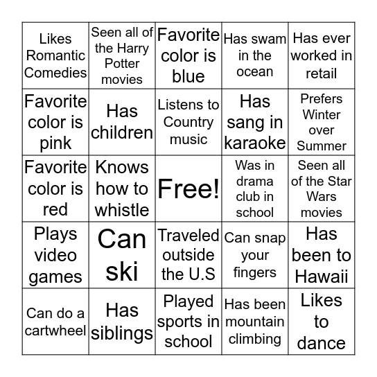 Team Fuller Ice Breaker! Bingo Card