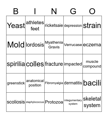 Health Review Bingo Card