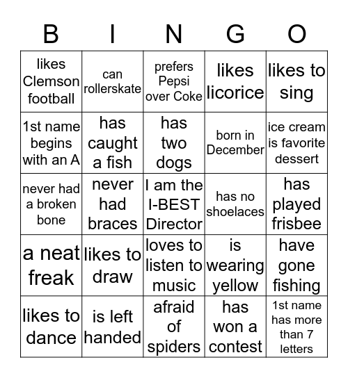 I-BEST Bingo Card