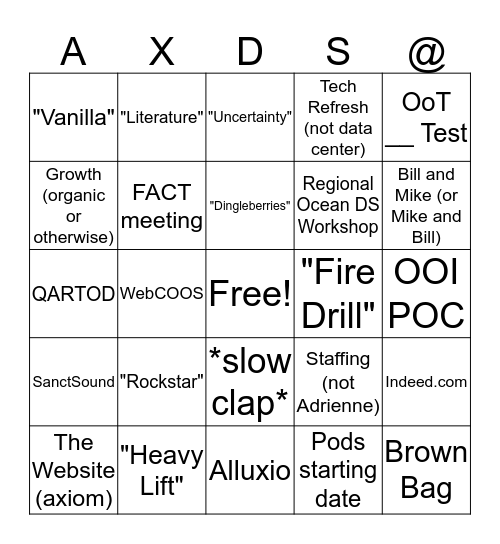 Town Hall Dec '19 Bingo Card