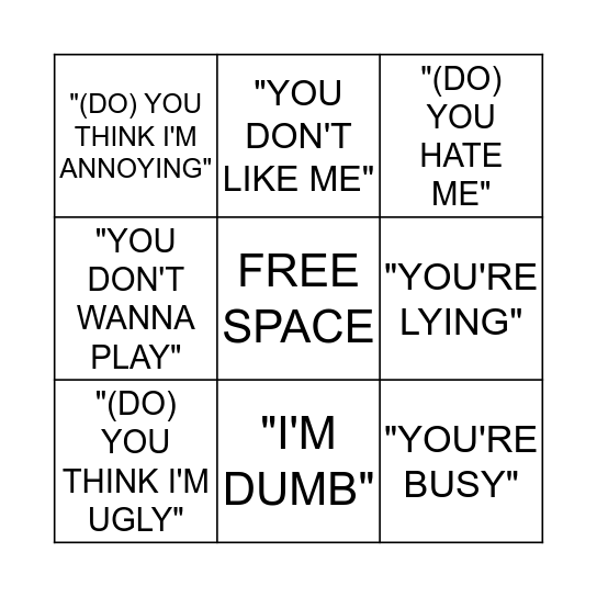 Didi Delusions Bingo Card