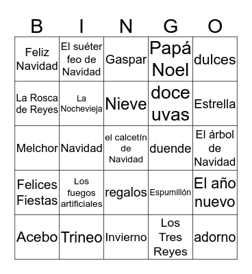 Navidad y El Año Nuevo Bingo Card