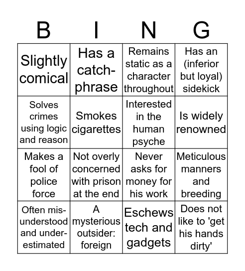 Detective Bingo Card