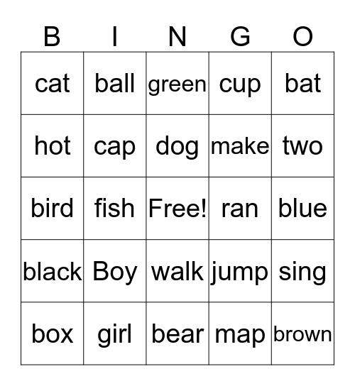 December Vocabulary  Bingo Card
