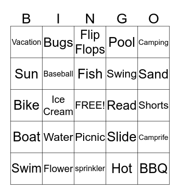 Summer BINGO Card