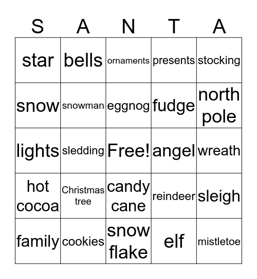 CHRISTMAS BINGO Card