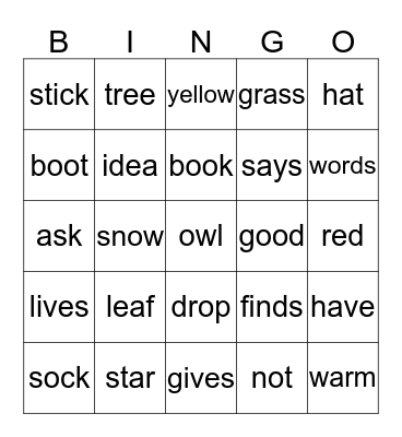 December Vocabulary 2  Bingo Card