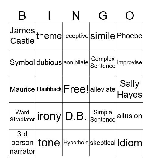 ELA 10 Final Review Bingo Card