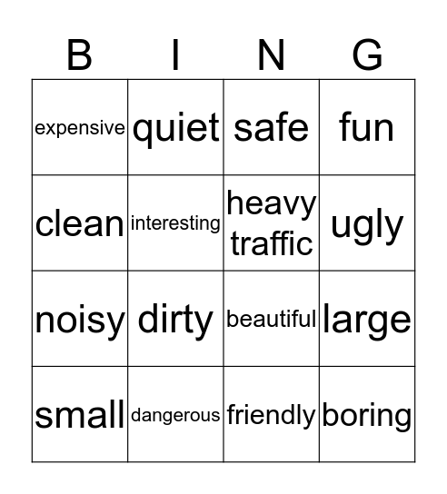 Adjective Bingo (EiA 6) Bingo Card