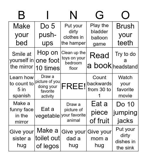 Michael's Bingo Game Bingo Card