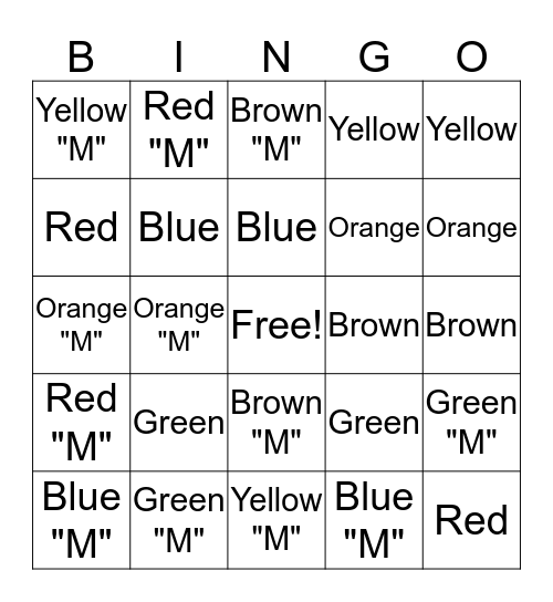 M & M Bingo Card