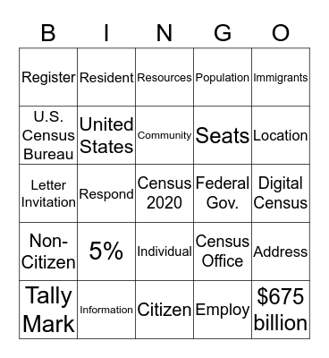 2020 Census  Bingo Card